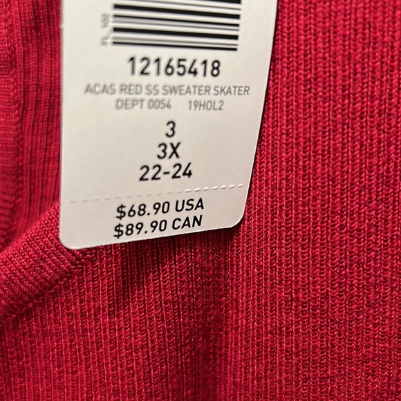 Torrid new women’s 3x knit dress, short sleeve raspberry red. - Picture 3 of 4
